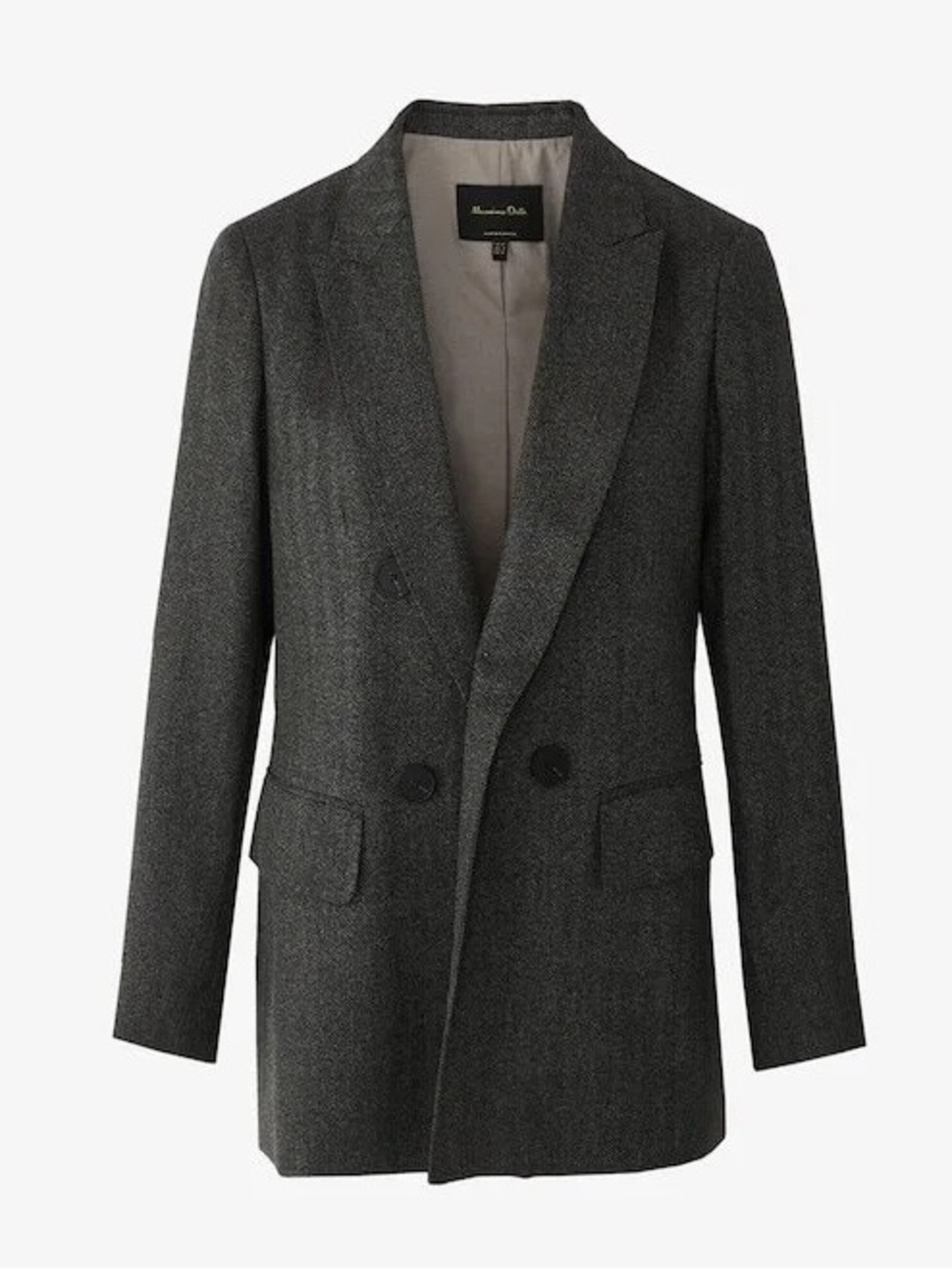 Massimo Dutti double-breasted herringbone blazer in gray size 10